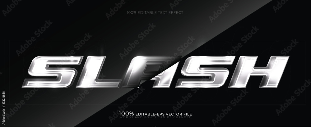 Obraz premium Slash 3D Metallic Chrome Speed Text Effect