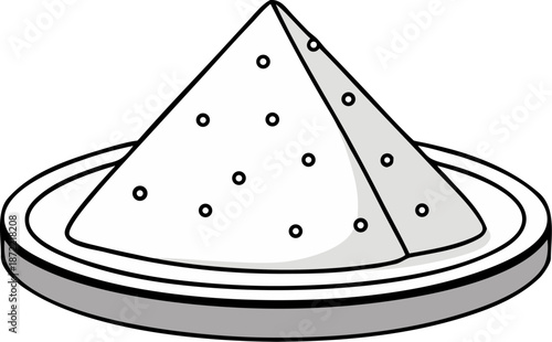 samosa plate vector outline icon on white background 
