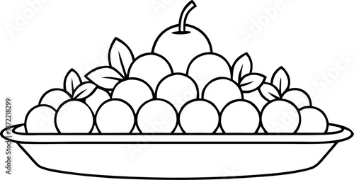  Ramadan  Mubarak Fruit tray vector outline icon on white background  