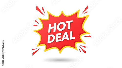 Vibrant hot deal banner with dynamic red and yellow explosion