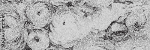 Stipple dust texture of soft flower silhouettes. Vector monochrome noise wallpaper for template, graphic design projects, artworks