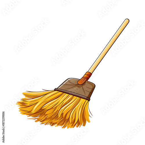 Minimalistic Broom Education Line Vector Illustration