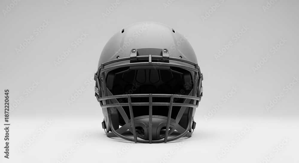 Fototapeta premium American football helmet plain isolated on gray background with sports equipment