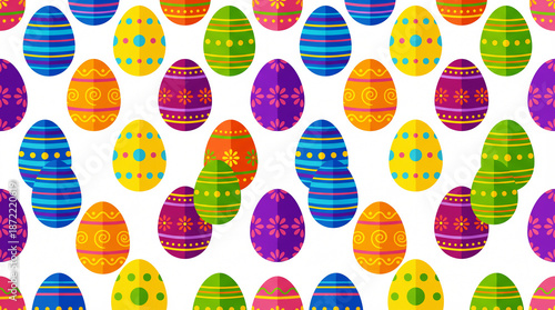 Vibrant and colorful pattern of various eggs for a happy Easter