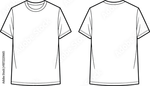 Blank white cropped hoodie technical flat sketch template front and back view vector illustration for fashion design mockup isolated on white background clothing apparel,