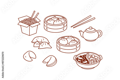 Chinese Food Doodle Icon Set
