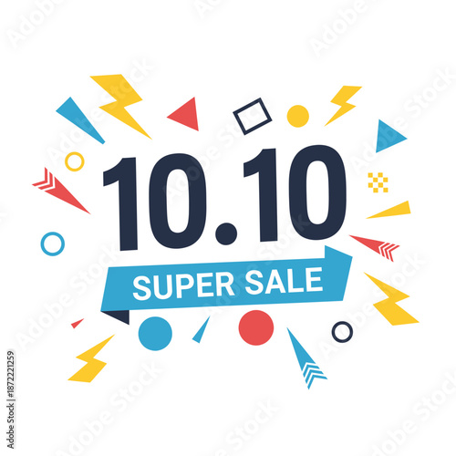 Colorful Sale Banner with Geometric Shapes.