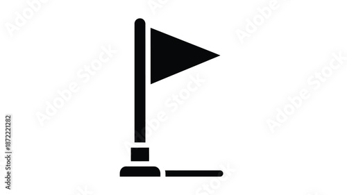 A simple black and white illustration depicting a golf flag on a white background