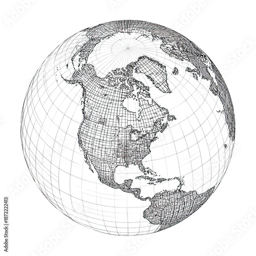 3d globe map of north america