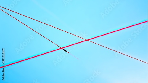 piercing. Sharp red lines piercing through calm blue geometric background. wellbeing guides, coaching materials, designed for mental health education and mindfulness programs.