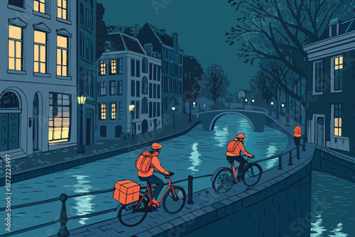 City Canal Night Bike Couriers Economy