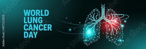 World lung cancer day awareness with digital lungs illustration