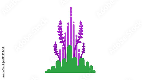 stylized lavender flowers illustration blooming in a green garden depicting natural tranquility and organic wellness for design background