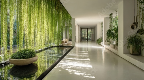 Plants in a modern hallway