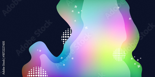 Abstract Fluid gradient background with vibrant colors. Modern liquid wavy design with iridescent colors on a dark blue background