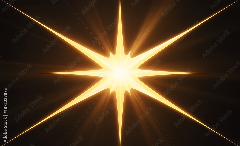 Obraz premium a bright yellow star with rays shining on a black background