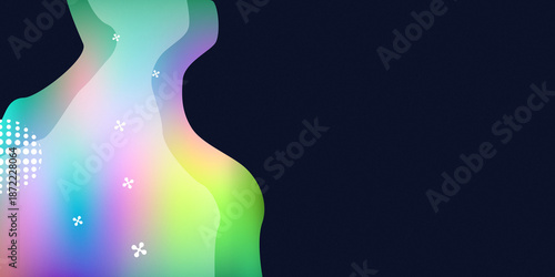 Abstract Fluid gradient background with vibrant colors. Modern liquid wavy design with iridescent colors on a dark blue background