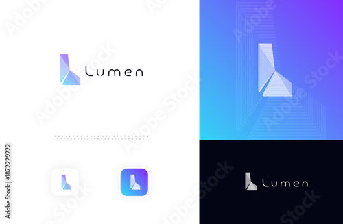 Line Geometric Logo Letter L Monogram Concept Design for Digital Science Architect Technology Startup Business Identity Branding Emblem Label with Modern Sans Serif Font Alphabet. Vector Illustration