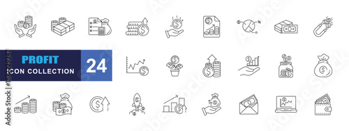 collection of profit icons, editable stroke.	