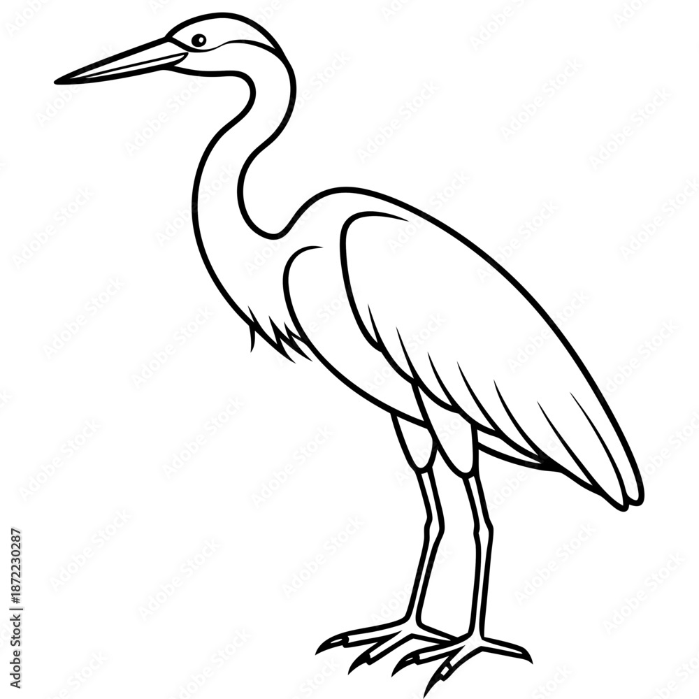 Obraz premium Heron line art vector