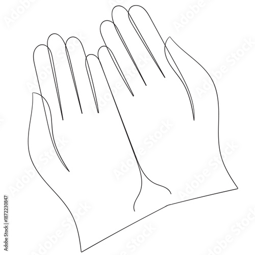 Continuous one line drawing of Islamic prayer hand. Single line drawing illustration symbol of Islamic prayer. Ramadan kareem concept vector art. Doodle line illustration.
