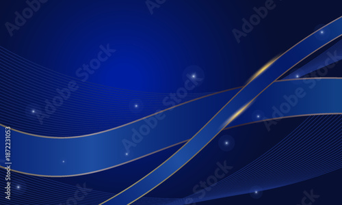 Elegant Blue Abstract Wave Background with Gold Accent Lines and Soft Glow, Luxury Flow Design for Corporate Branding, Business Presentation, Website Banner, Financial Technology, Premium Modern Backg
