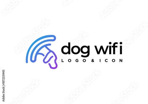 Unique and modern dog and wifi signal icon logo design vector.