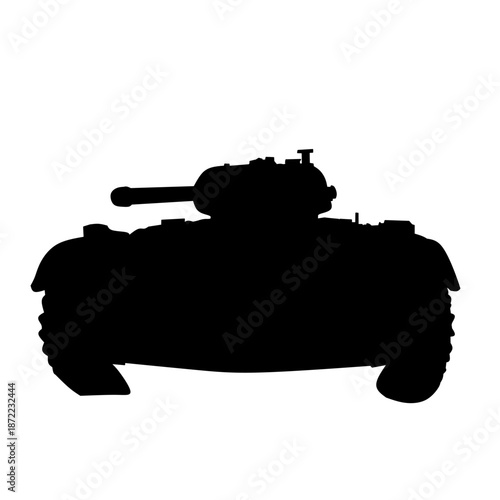 Side View Tank Silhouette in Black Style for Warfare Design