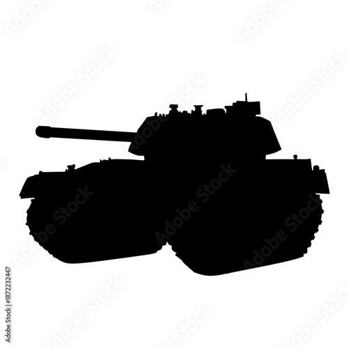 Heavy Tank Silhouette in Black Style for War Machine Concept