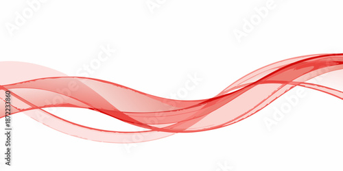 Elegant red abstract wave design with smooth flowing lines on white background