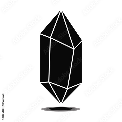 Black and white vector illustration of crystal with facets on white background great for design about mineralogy and esotericism