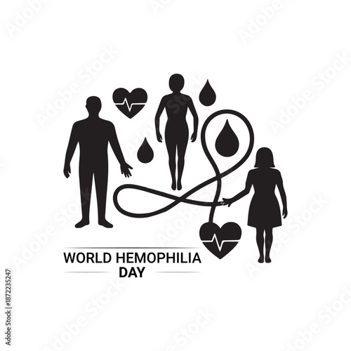 World Hemophilia Day Blood Disorder Awareness Black Medical Silhouette Vector Design