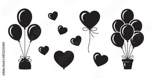 Balloon vector icon heart balloon isolated cartoon symbol valentine love balloon bundle for party decoration