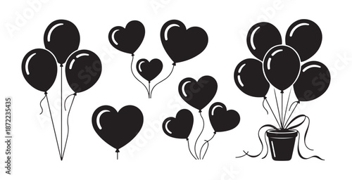 Balloon vector icon heart balloon isolated cartoon symbol valentine love balloon bundle for party decoration