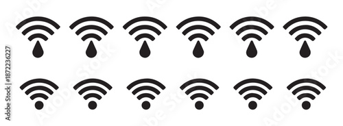 Wifi internet signal symbol black icon set isolated on white background digital connection wireless technology sign
