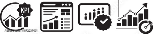 Business KPI Icons Showing Growth and Success Metrics