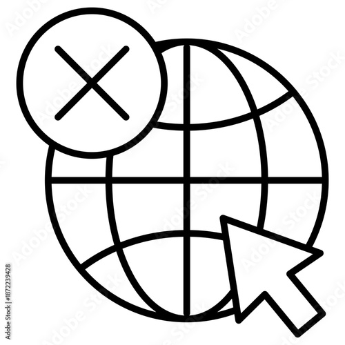 No Internet Outline Icon Illustration Vector