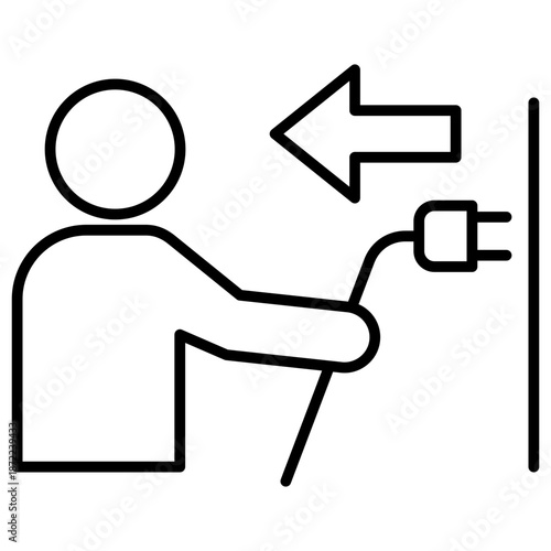 Unplugging Outline Icon Illustration Vector