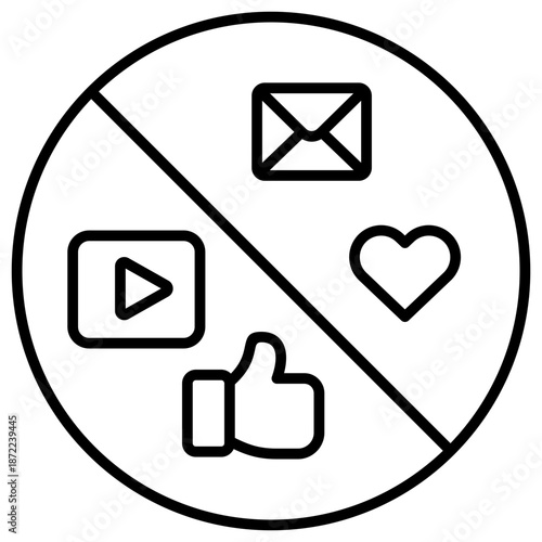 Social Media Break Outline Icon Illustration Vector