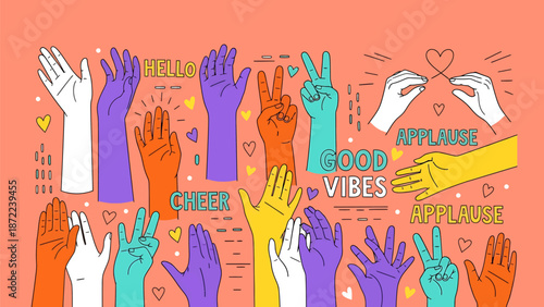 Vibrant hands expressing joy and positivity with good vibes