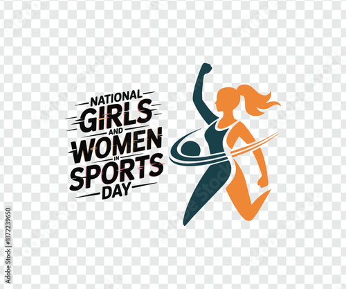 National Girls and Women in Sports Day Dynamic Athlete Graphic