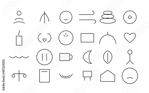 Mindfulness and Mental Health Line Icons Set – Meditation, Calm, Stress Relief, Wellness