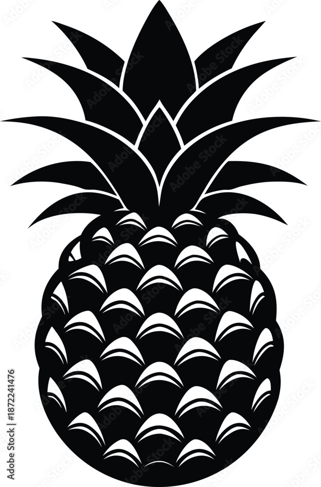 Obraz premium pineapple fruit black Vector, silhouette