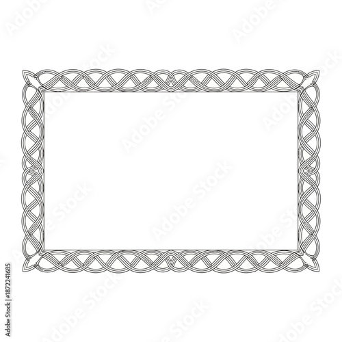 Ornate silver metal frame with intricate interlocking design.