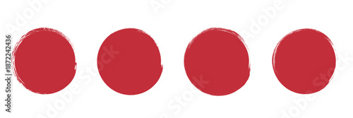 red round brush painted circle banner on transparent background
