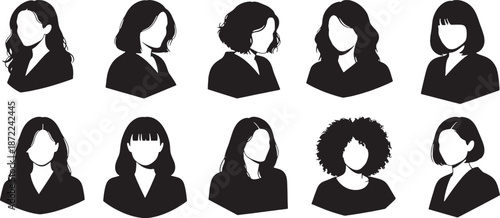 Diverse Silhouettes of Women in Business Attire.