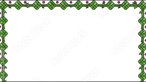 Green and white decorative border design.