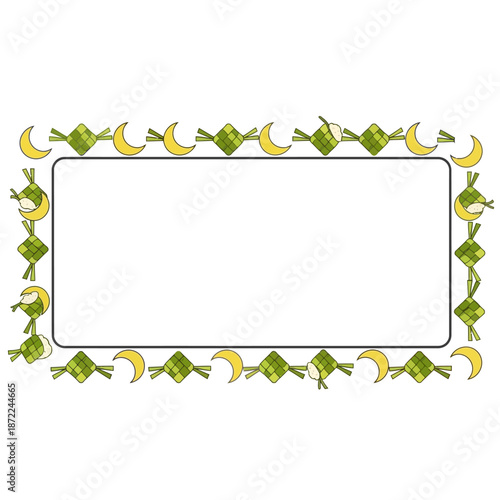 Ketupat and moon frame for Eid alFitr celebration.