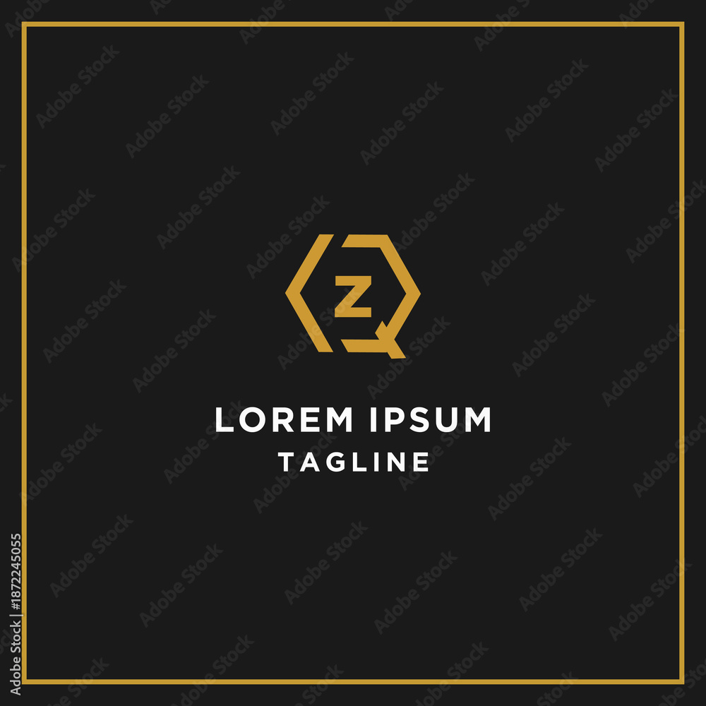 Fototapeta premium qz or zq hexagon logo