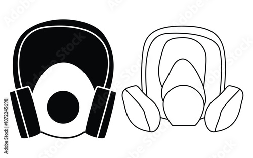 Cartoon Respirator Mask Set for Face Safety and Dust Protection, Air Breathing Equipment Vector Illustration
